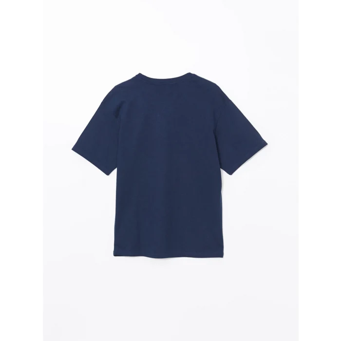 XSIDE Lacivert Bisiklet Yaka Kısa Kollu Baskılı Penye Erkek Tişört