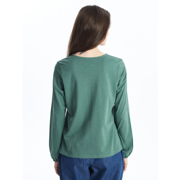 LCW Grace Yeşil Bağlamalı Yaka Desenli Kadın Bluz