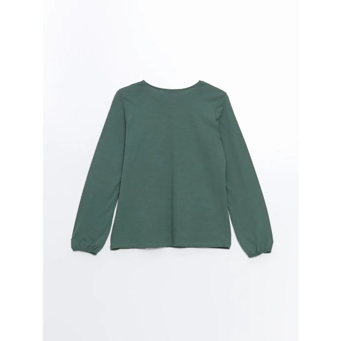 LCW Grace Yeşil Bağlamalı Yaka Desenli Kadın Bluz