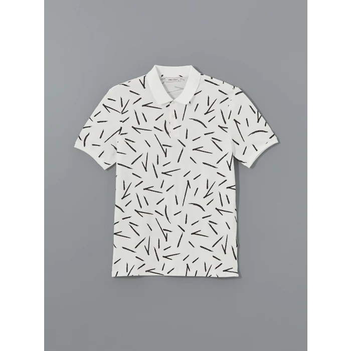 LCW Vision Ekru Polo Yaka Kısa Kollu Desenli Pike Erkek Tişört