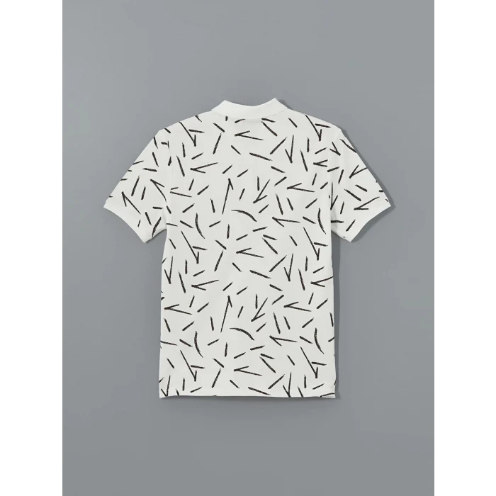LCW Vision Ekru Polo Yaka Kısa Kollu Desenli Pike Erkek Tişört