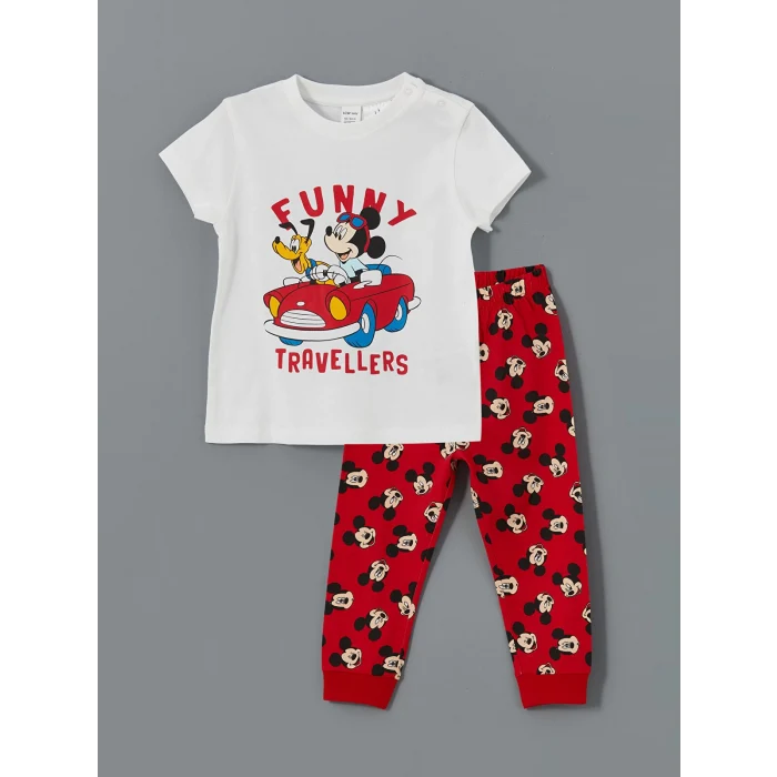 LCW baby Beyaz Mickey Mouse Baskılı Erkek Bebek Takım