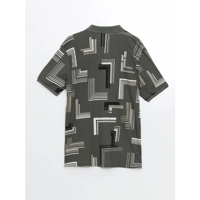 LCW Vision Yeşil Polo Yaka Kısa Kollu Desenli Erkek Tişört