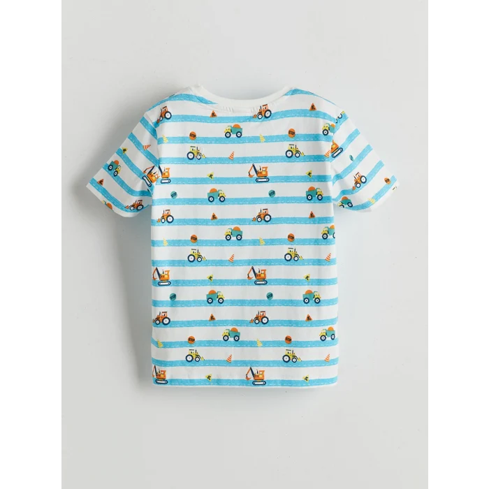 LCW Kids Ekru Baskılı Erkek Çocuk Şortlu Pijama Takımı