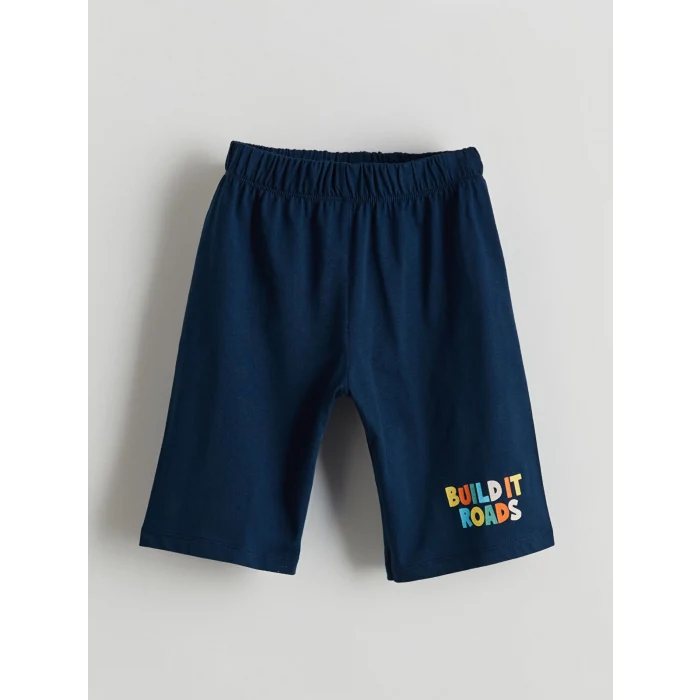 LCW Kids Ekru Baskılı Erkek Çocuk Şortlu Pijama Takımı