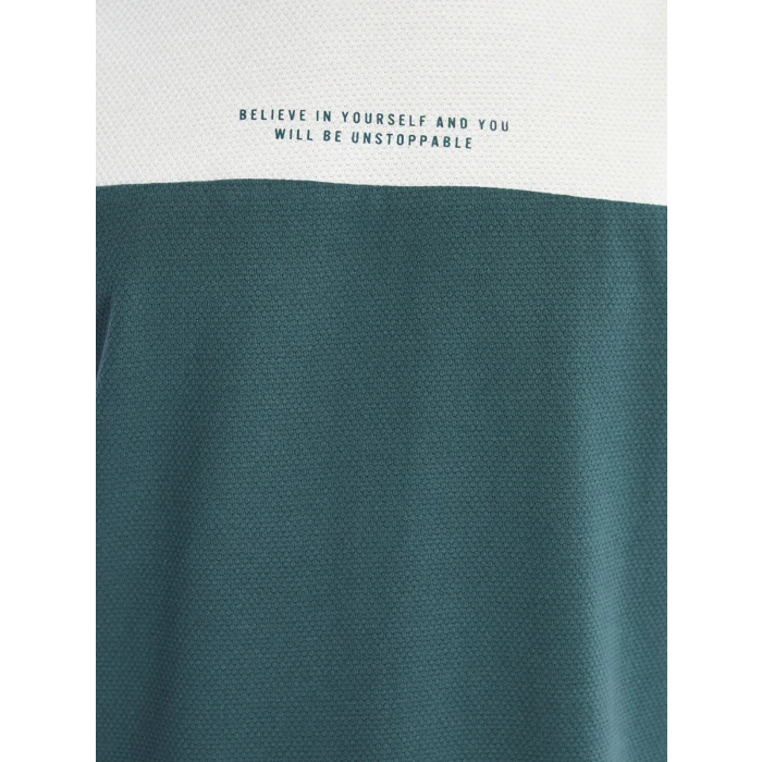 LCWAIKIKI Classic Ekru Bisiklet Yaka Kısa Kollu Renk Bloklu Erkek Tişört