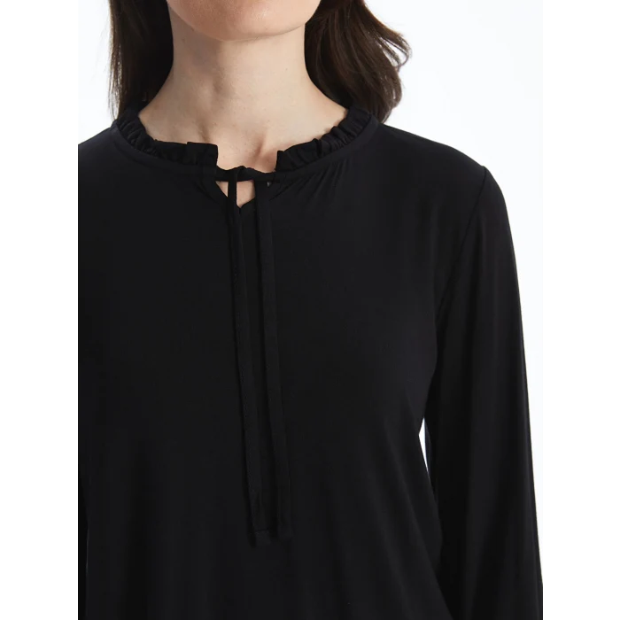 LCW Grace Siyah Bağlamalı Yaka Kadın Bluz