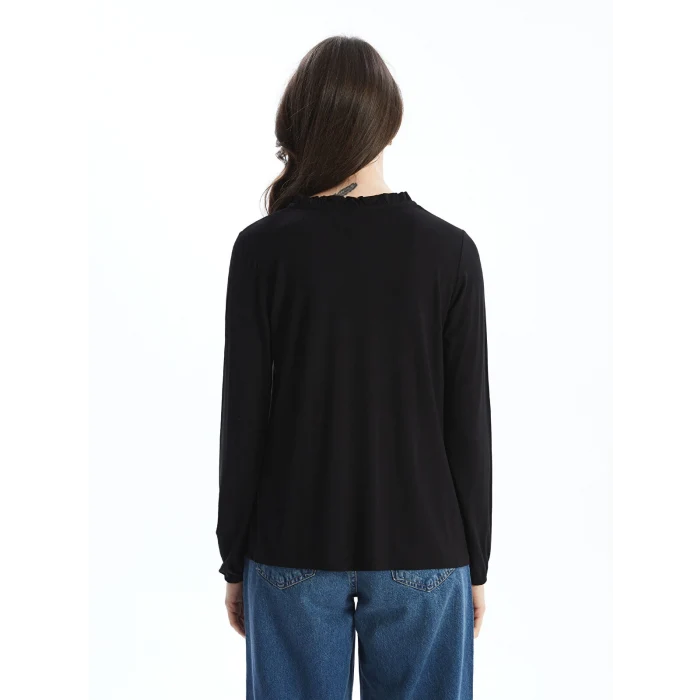 LCW Grace Siyah Bağlamalı Yaka Kadın Bluz