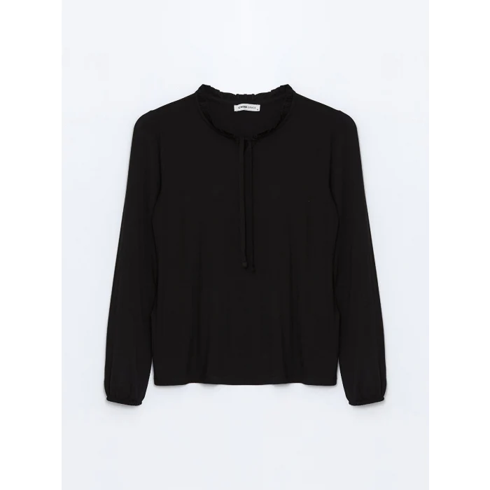 LCW Grace Siyah Bağlamalı Yaka Kadın Bluz