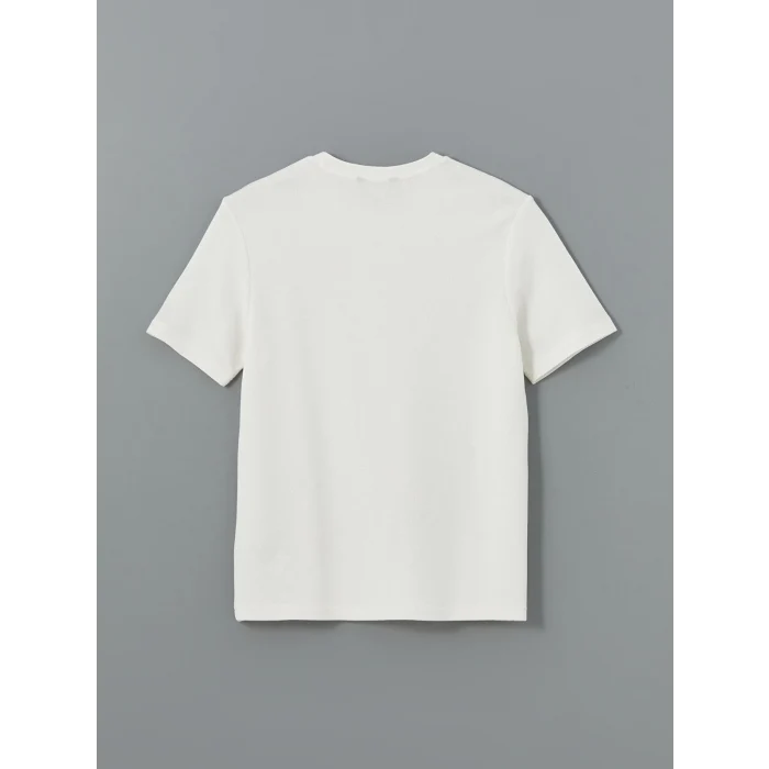 XSIDE Ekru Bisiklet Yaka Kısa Kollu Baskılı Erkek Tişört