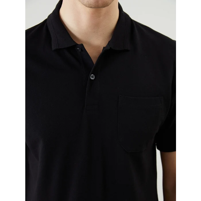 LCWAIKIKI Classic Siyah Polo Yaka Kısa Kollu Pike Erkek Tişört