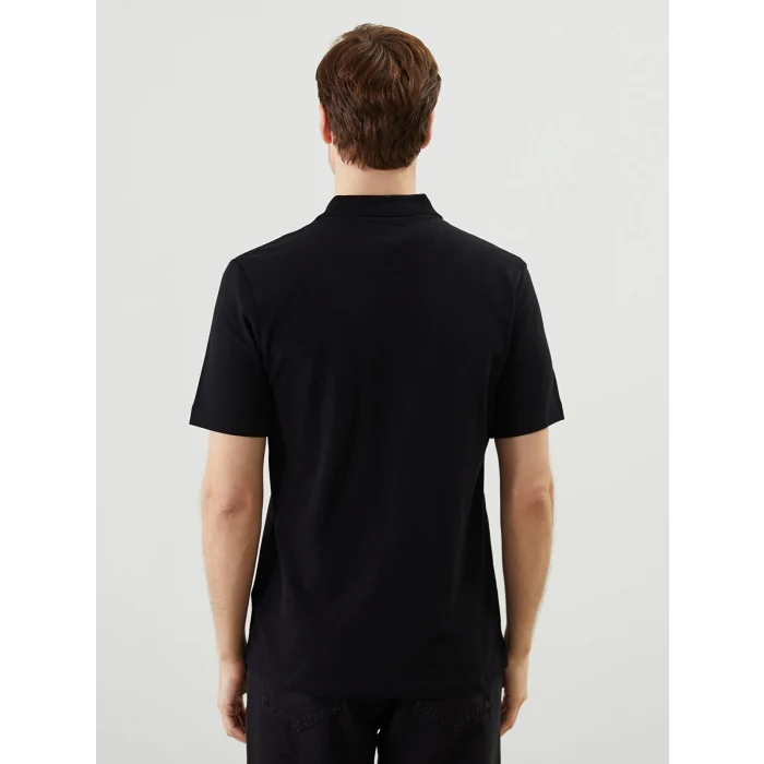 LCWAIKIKI Classic Siyah Polo Yaka Kısa Kollu Pike Erkek Tişört