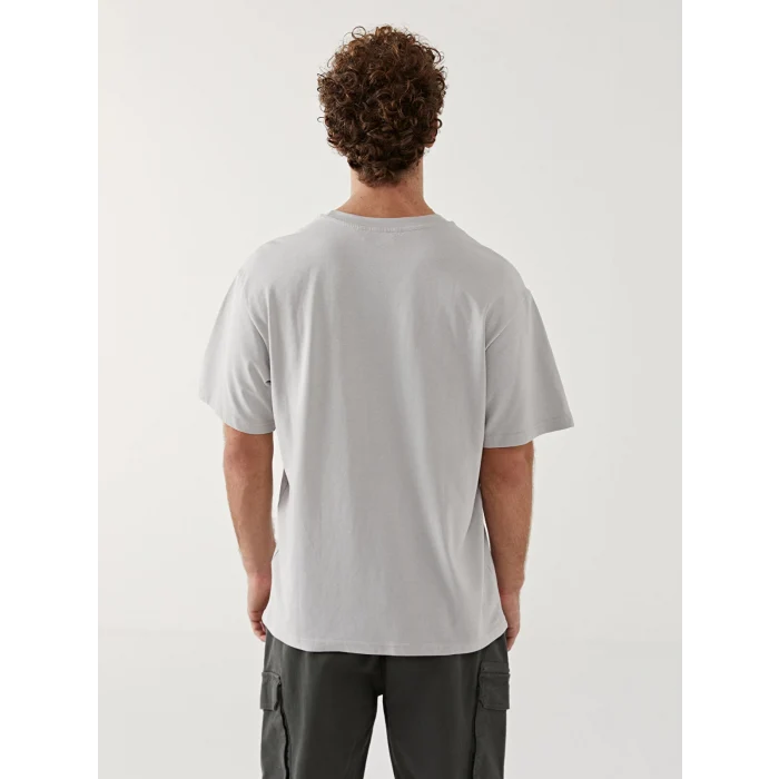 XSIDE Gri Bisiklet Yaka Kısa Kollu Baskılı Penye Erkek Tişört