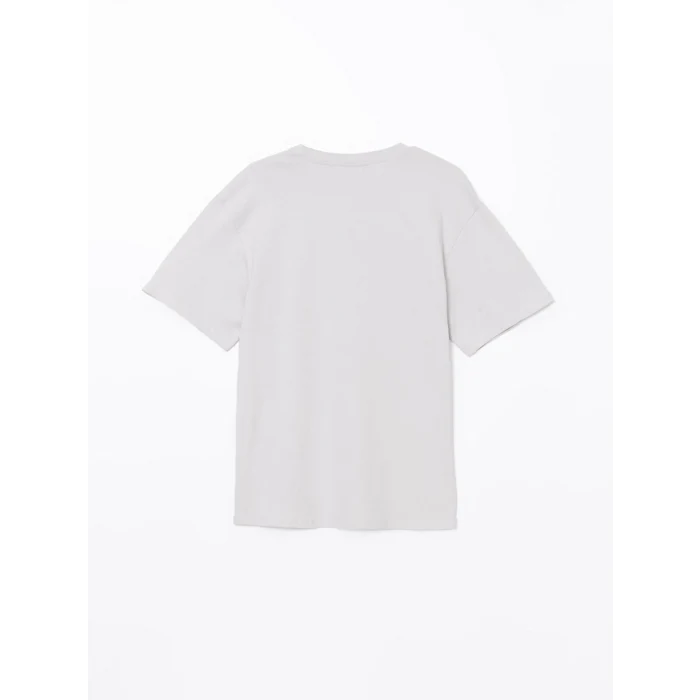 XSIDE Gri Bisiklet Yaka Kısa Kollu Baskılı Penye Erkek Tişört