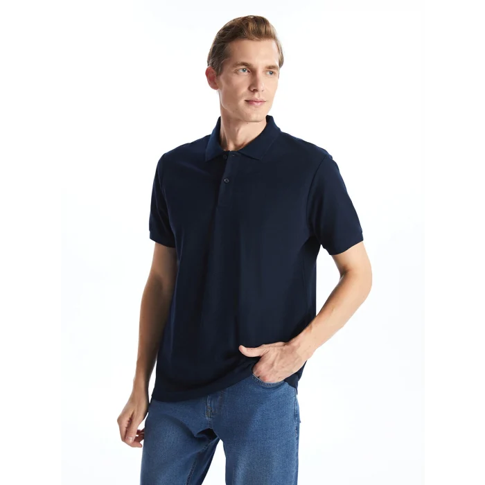LCWAIKIKI Classic Lacivert Polo Yaka Kısa Kollu Pike Erkek Tişört