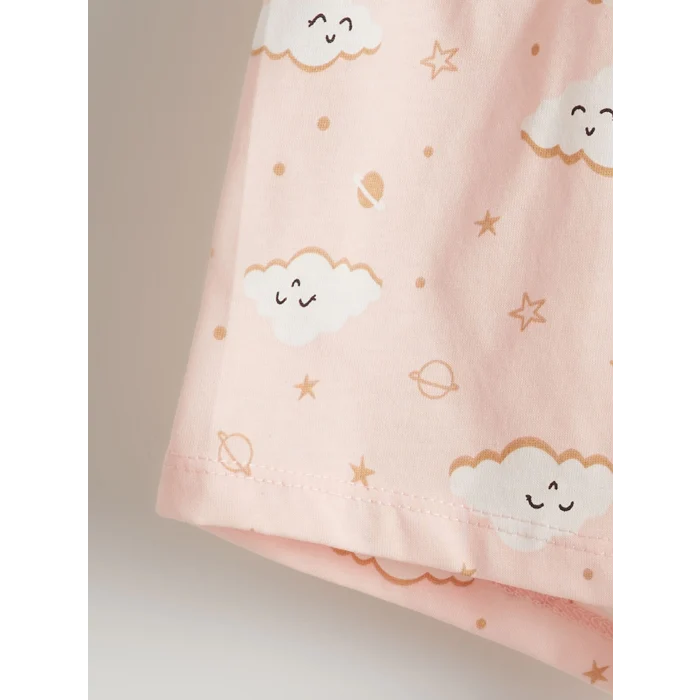 LCW Kids Ekru Bisiklet Yaka Kız Çocuk Şortlu Pijama Takımı