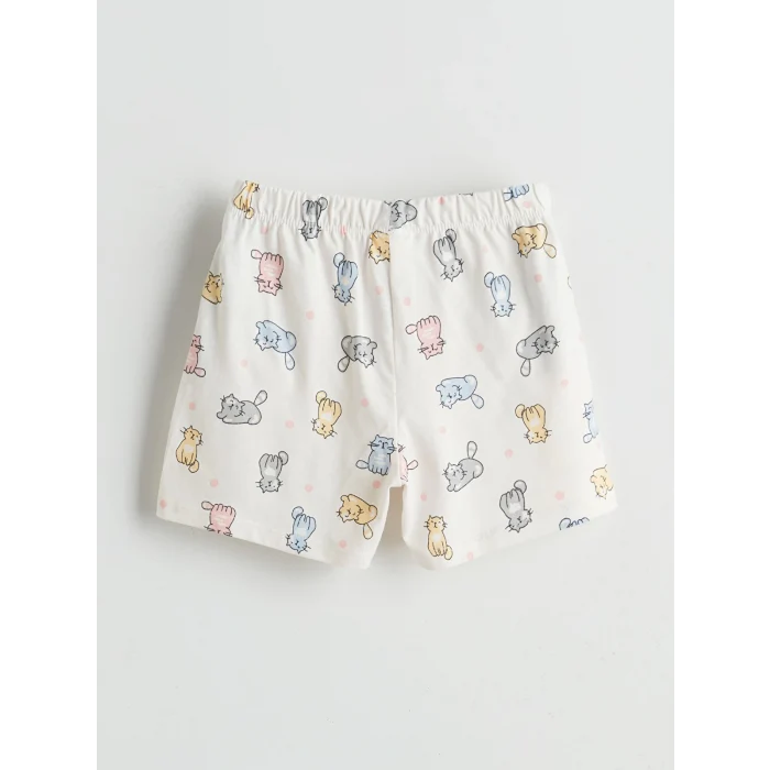 LCW Kids Pembe Baskılı Penye Kız Çocuk Şortlu Pijama Takım