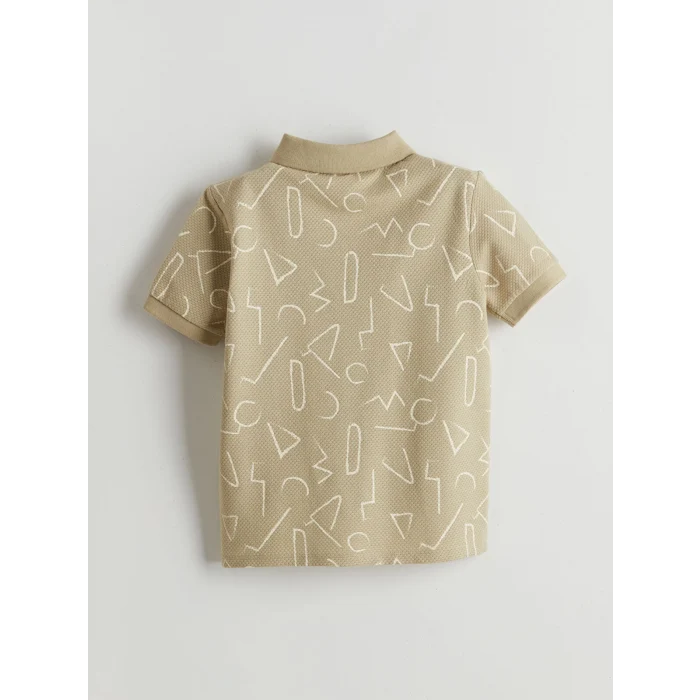 LCW Kids Ekru Polo Yaka Desenli Penye Erkek Çocuk Tişört