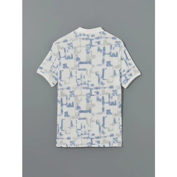 LCW Vision Mavi Polo Yaka Kısa Kollu Desenli Erkek Tişört