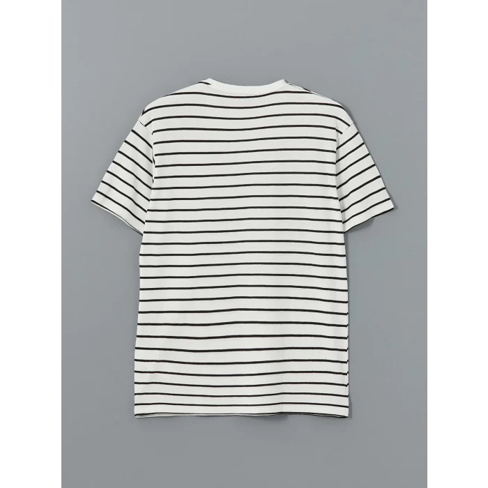 XSIDE Siyah Bisiklet Yaka Çizgili Kadın Tişört