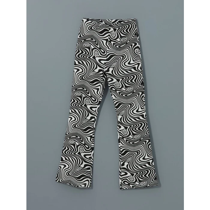 LCW Kids Beyaz Beli Lastikli İspanyol Paça Kız Çocuk Tayt