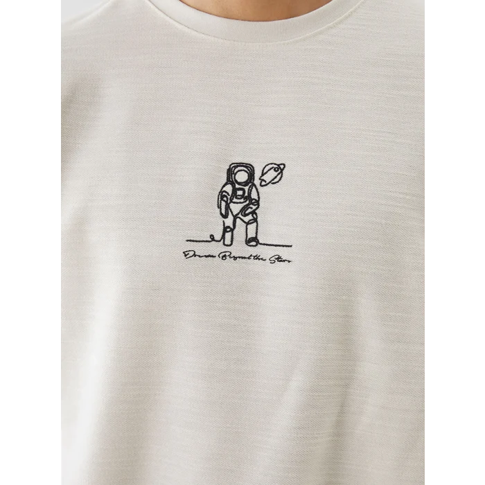 XSIDE Bej Bisiklet Yaka Kısa Kollu Baskılı Erkek Tişört