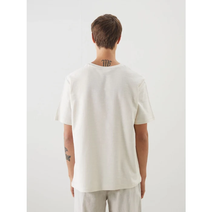 XSIDE Bej Bisiklet Yaka Kısa Kollu Baskılı Erkek Tişört