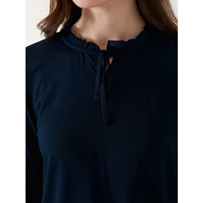 LCW Grace Lacivert Bağlamalı Yaka Kadın Bluz