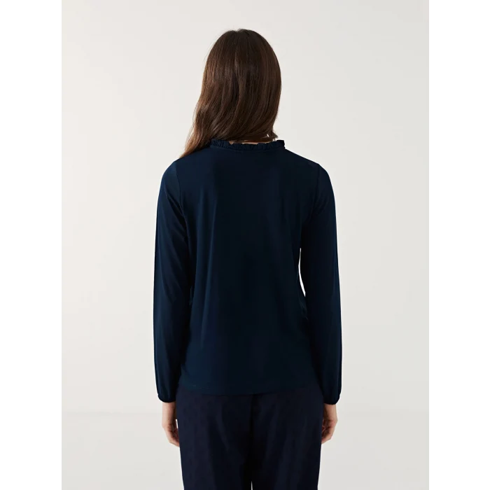 LCW Grace Lacivert Bağlamalı Yaka Kadın Bluz