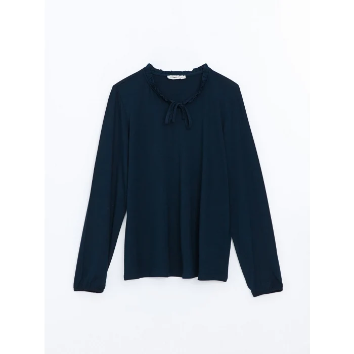 LCW Grace Lacivert Bağlamalı Yaka Kadın Bluz