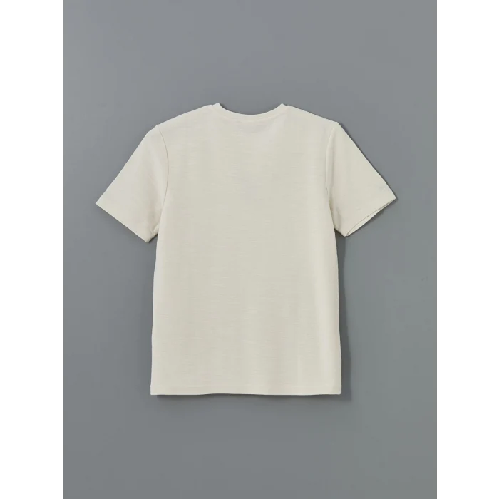 XSIDE Bej Bisiklet Yaka Kısa Kollu Baskılı Erkek Tişört