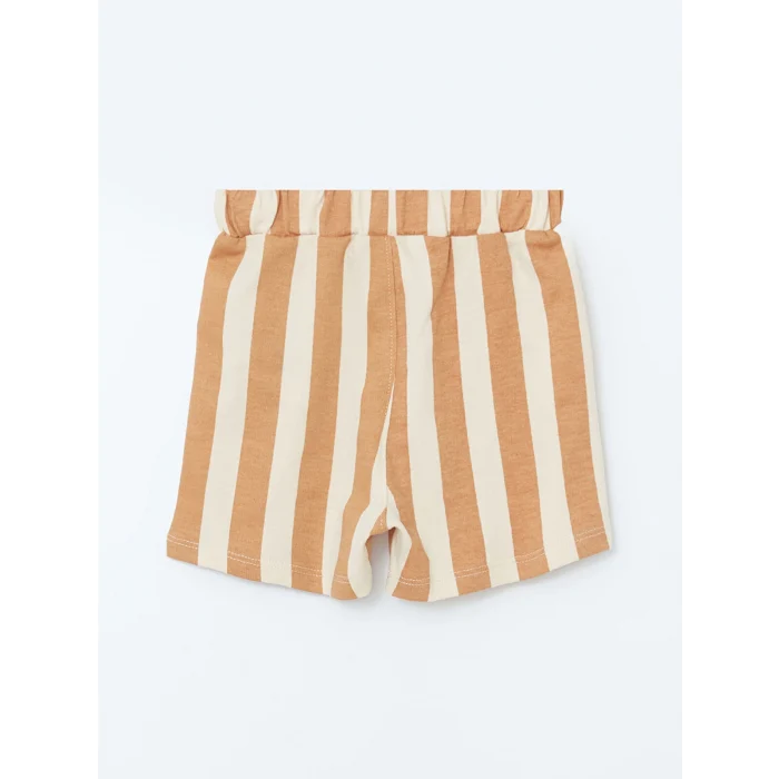 LCW baby Bej Bisiklet Yaka Baskılı Erkek Bebek Tişört ve Şort 2li