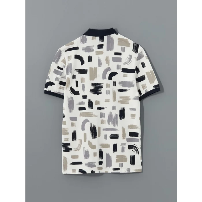 LCW Vision Lacivert Polo Yaka Kısa Kollu Desenli Pike Erkek Tişört