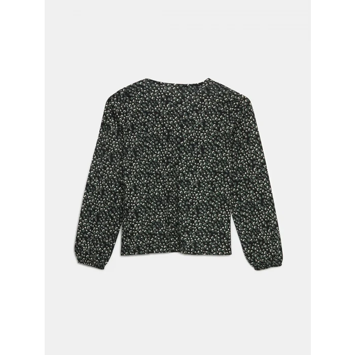 LCW Grace Siyah Bağlamalı Yaka Desenli Kadın Bluz