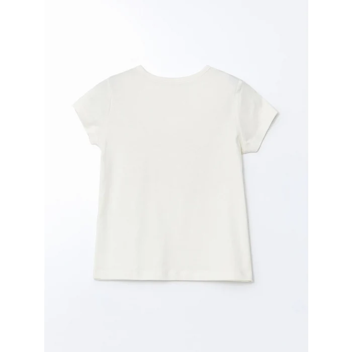 LCW Kids Ekru Baskılı Kız Çocuk Pamuklu Şortlu Pijama Takımı