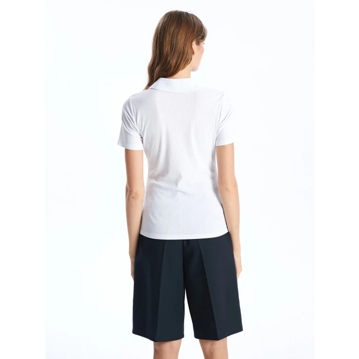 LCWAIKIKI Classic Beyaz Polo Yaka Kadın Tişört