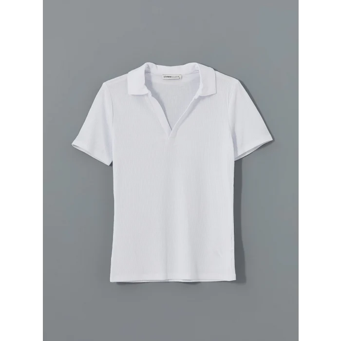 LCWAIKIKI Classic Beyaz Polo Yaka Kadın Tişört