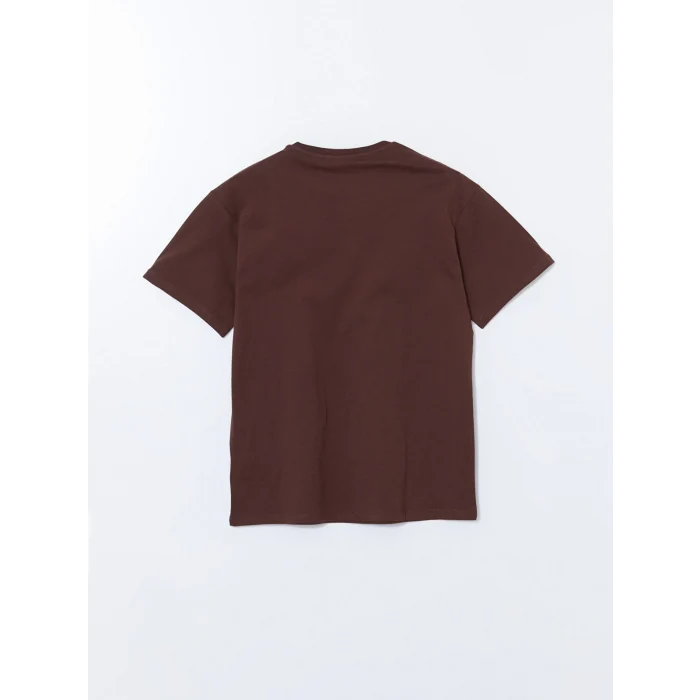 LCW Vision Kahverengi Bisiklet Yaka Baskılı Kadın Tişört