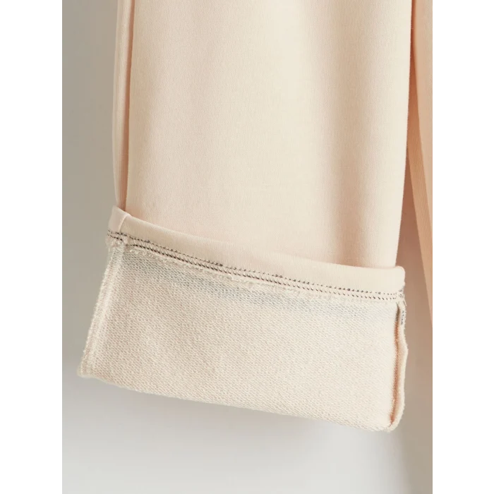 LCW Kids Bej Beli Lastikli Baskılı Kız Çocuk Pantolon