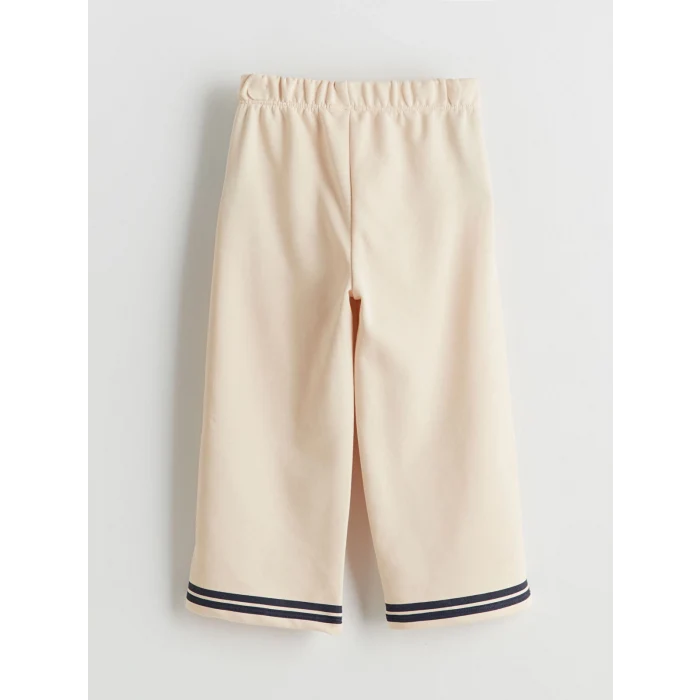 LCW Kids Bej Beli Lastikli Baskılı Kız Çocuk Pantolon