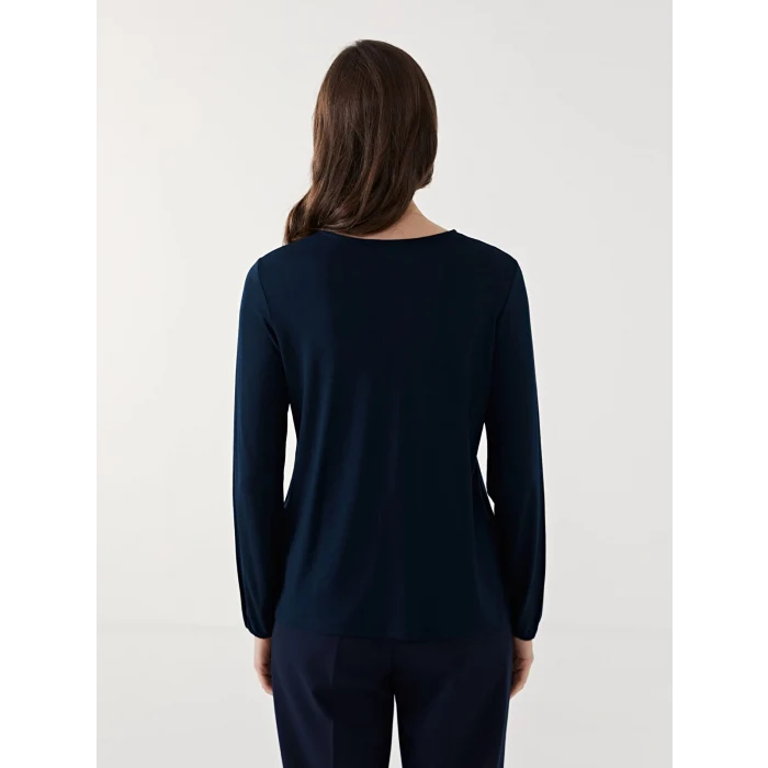 LCW Grace Lacivert Bağlamalı Yaka Çiçekli Kadın Bluz