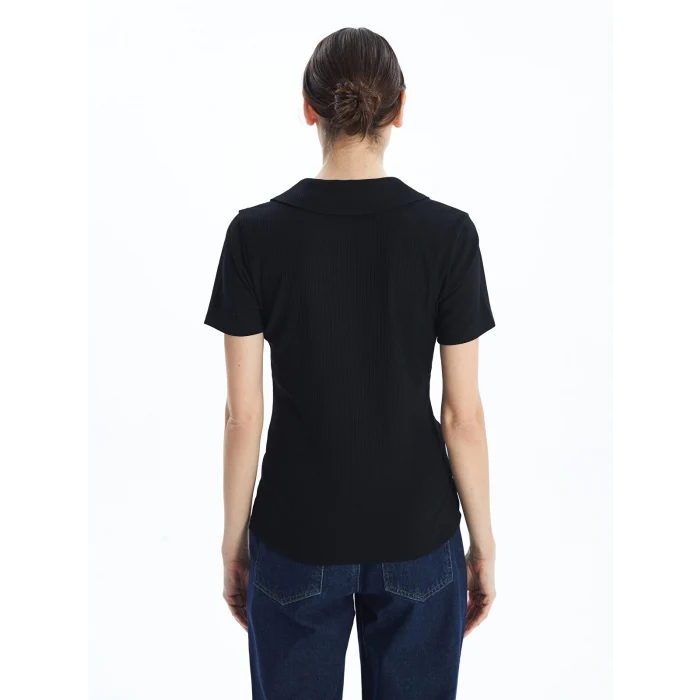 LCWAIKIKI Classic Siyah Polo Yaka Kadın Tişört