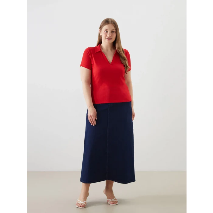 LCWAIKIKI Classic Kirmizi Polo Yaka Kadın Tişört