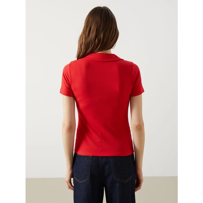 LCWAIKIKI Classic Kirmizi Polo Yaka Kadın Tişört