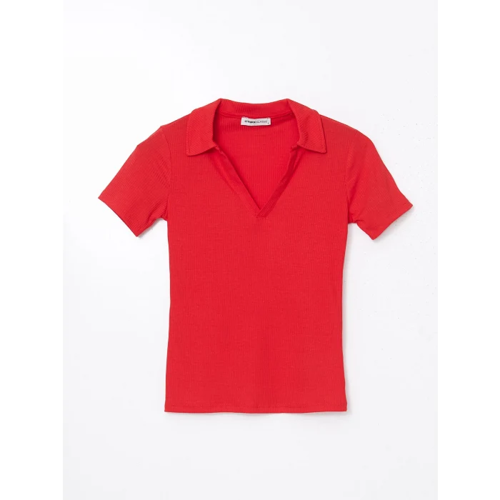 LCWAIKIKI Classic Kirmizi Polo Yaka Kadın Tişört