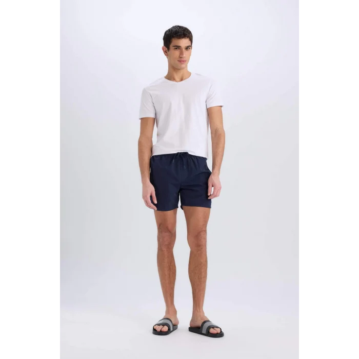 Defacto E1032 Lacivert File Astarlı Kısa Boy Deniz Şortu