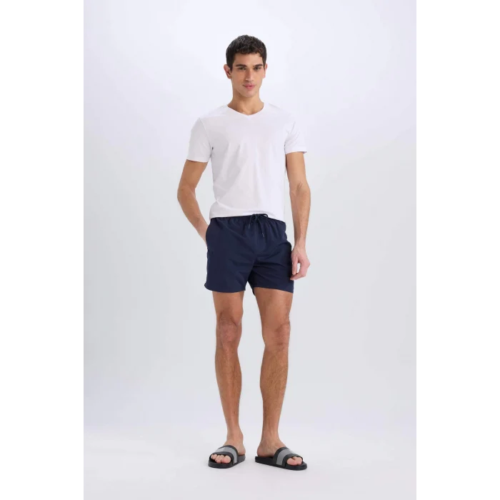 Defacto E1032 Lacivert File Astarlı Kısa Boy Deniz Şortu