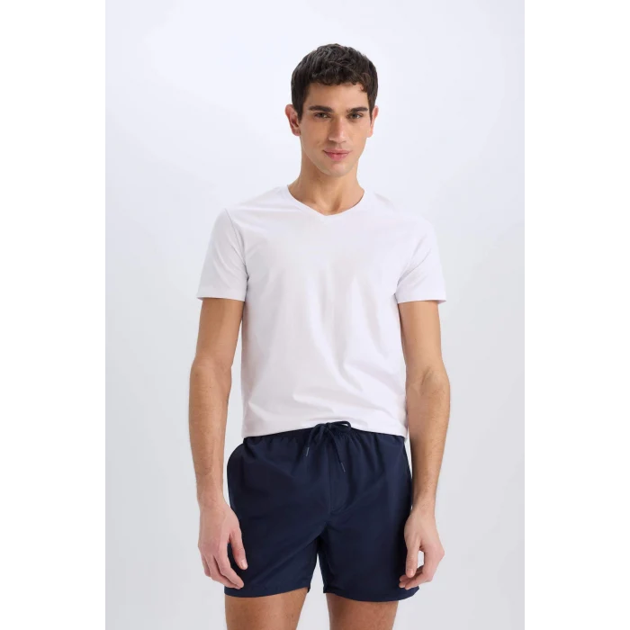 Defacto E1032 Lacivert File Astarlı Kısa Boy Deniz Şortu