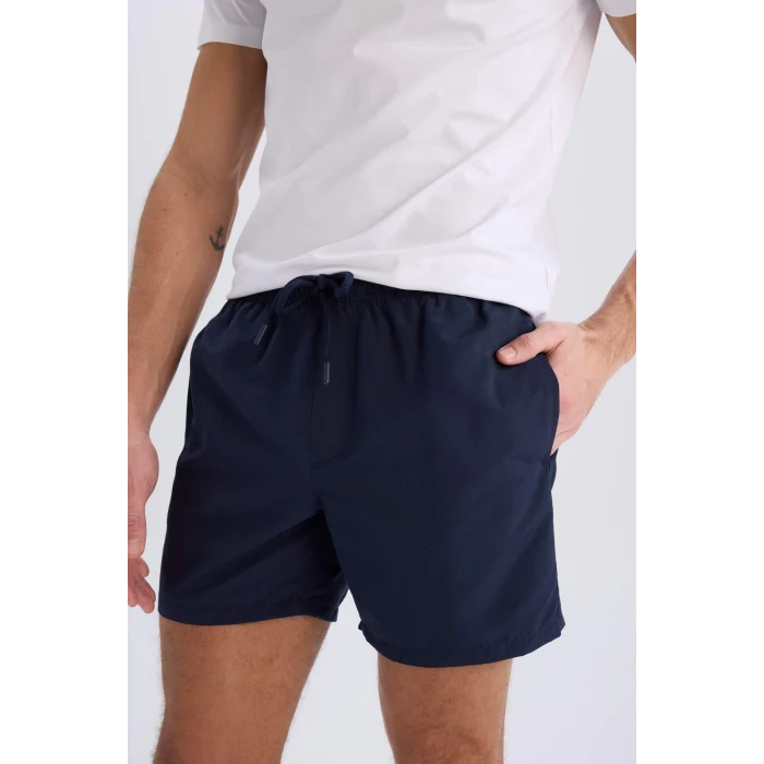 Defacto E1032 Lacivert File Astarlı Kısa Boy Deniz Şortu