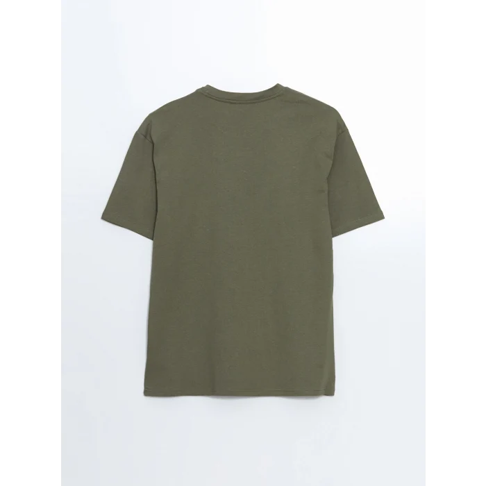 XSIDE Haki Bisiklet Yaka Kısa Kollu Baskılı Penye Erkek Tişört